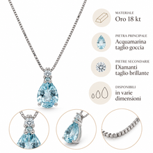 Carica l'immagine nel visualizzatore di Gallery, COLLANA PUNTO LUCE CON ACQUAMARINA E DIAMANTE