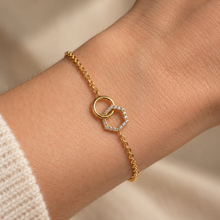 Carica l'immagine nel visualizzatore di Gallery, BRACCIALE CERCHIO ED ESAGONO