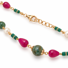 Carica l'immagine nel visualizzatore di Gallery, COLLANA AGATA, MALCHITE E PERLE