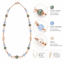Carica l'immagine nel visualizzatore di Gallery, COLLANA PERLE, GIADA VERDE E AZZURRA