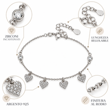 Carica l'immagine nel visualizzatore di Gallery, BRACCIALE CUORI PENDENTI E PUNTI LUCE