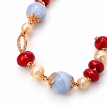 Carica l'immagine nel visualizzatore di Gallery, BRACCIALE CALCEDONIO,QUARZO E PERLA ROSA