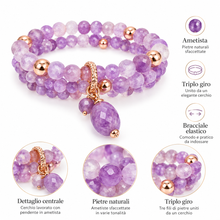 Carica l'immagine nel visualizzatore di Gallery, BRACCIALE TRITTICO AMETISTE
