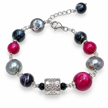 Carica l'immagine nel visualizzatore di Gallery, BRACCIALE AGATA ROSSA,ONICE E PERLA GRIGIA