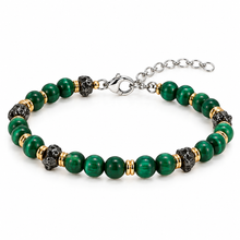 Carica l'immagine nel visualizzatore di Gallery, BRACCIALE IN ARGENTO PIETRE NATURALI VERDI E EFFETTO LUNARE