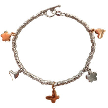 Carica l'immagine nel visualizzatore di Gallery, BRACCIALE DADINI E CIONDOLI DORATI ROSA