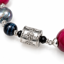 Carica l'immagine nel visualizzatore di Gallery, BRACCIALE AGATA ROSSA,ONICE E PERLA GRIGIA