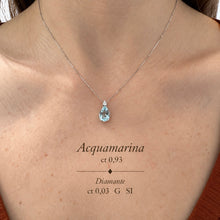 Carica l'immagine nel visualizzatore di Gallery, COLLANA PUNTO LUCE CON ACQUAMARINA E DIAMANTE