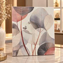 Carica l'immagine nel visualizzatore di Gallery, QUADRO DECORATIVO CON FOGLIE E FARFALLE ARGENTATE