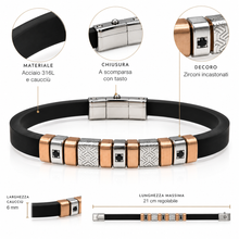 Carica l'immagine nel visualizzatore di Gallery, BRACCIALE TRE PIETRE IN ACCIAIO