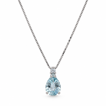Carica l'immagine nel visualizzatore di Gallery, COLLANA PUNTO LUCE CON ACQUAMARINA E DIAMANTE