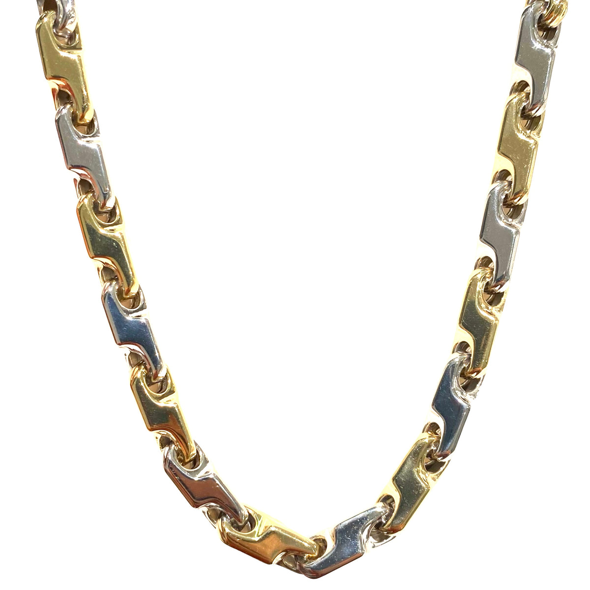 Catena Uomo collana oro giallo e bianco 18 kt tubolare| Made in Italy Catena Uomo collana oro giallo e bianco 18 kt tubolare| Made in Italy