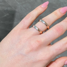 Carica l'immagine nel visualizzatore di Gallery, FEDE BICOLOR ORO ROSA E BIANCO CON DIAMANTI 4MM