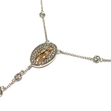 Carica l'immagine nel visualizzatore di Gallery, COLLANA ROSARIO Y IN ORO BIANCO E ZIRCONI