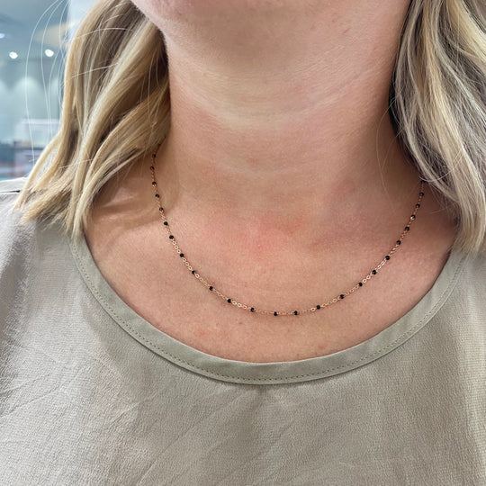 CATENINA SMALTI NERI ROSATA