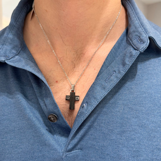 COLLANA CROCE NERA E ZIRCONI