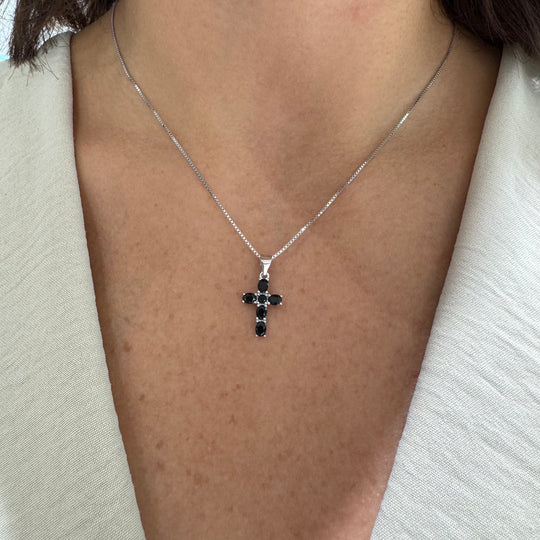 COLLANA CROCE ZIRCONI NERI