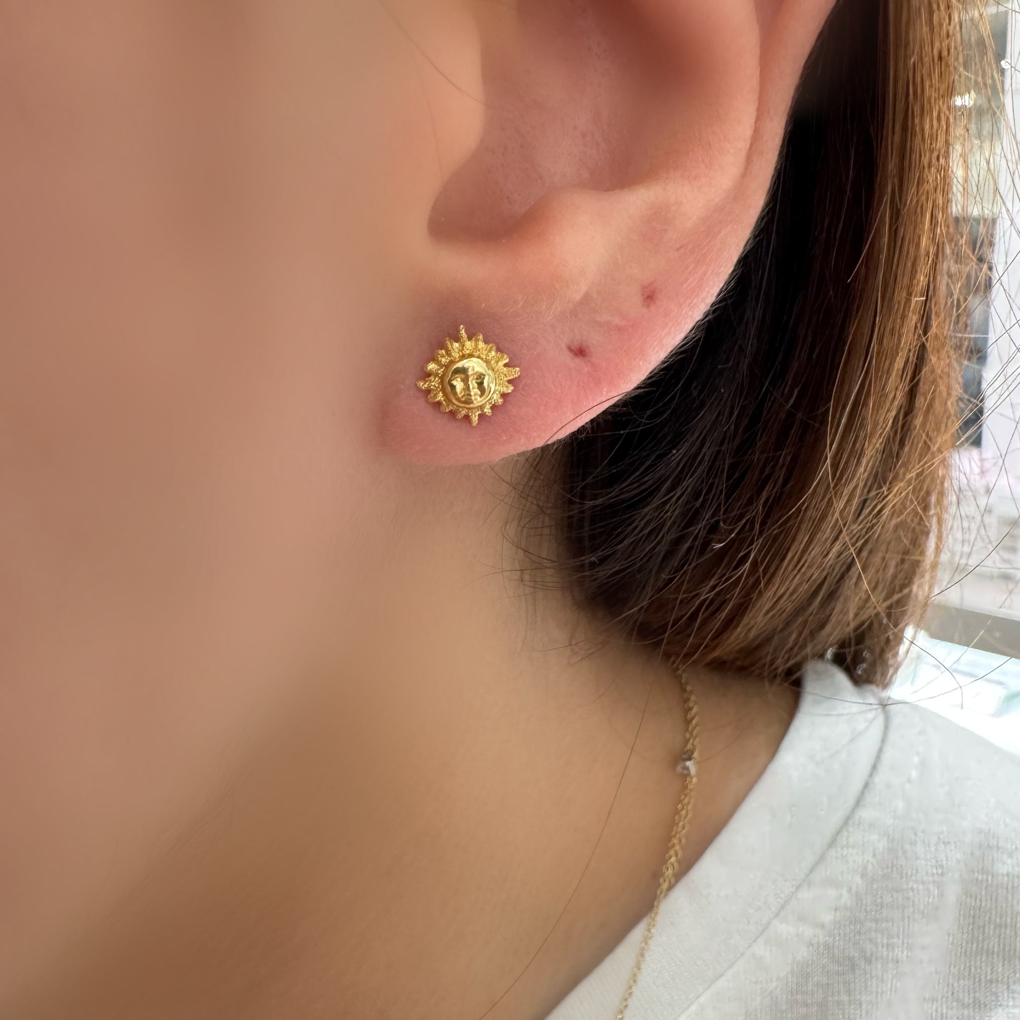 Orecchini Golden Glow In Vetro Di Murano Autentico - Perle Millefiori Diametro 9mm - Sole