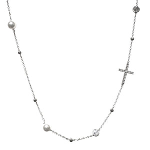 COLLANA CROCE CON PERLE