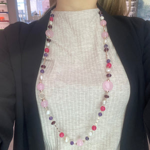 COLLANA GIADA, AMETISTA E QUARZO
