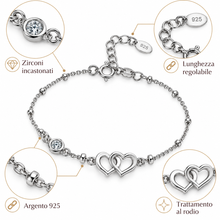 Carica l'immagine nel visualizzatore di Gallery, BRACCIALE DUE CUORI E PUNTO LUCE
