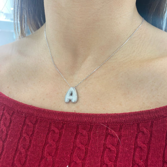 COLLANA INIZIALE PAVÉ DI ZIRCONI  (varie opzioni di lettera)