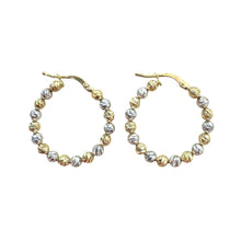 Carica l&#39;immagine nel visualizzatore di Gallery, ORECCHINI A CERCHIO CON PALLINO DIAMANTATO IN ORO BIANCO E GIALLO
