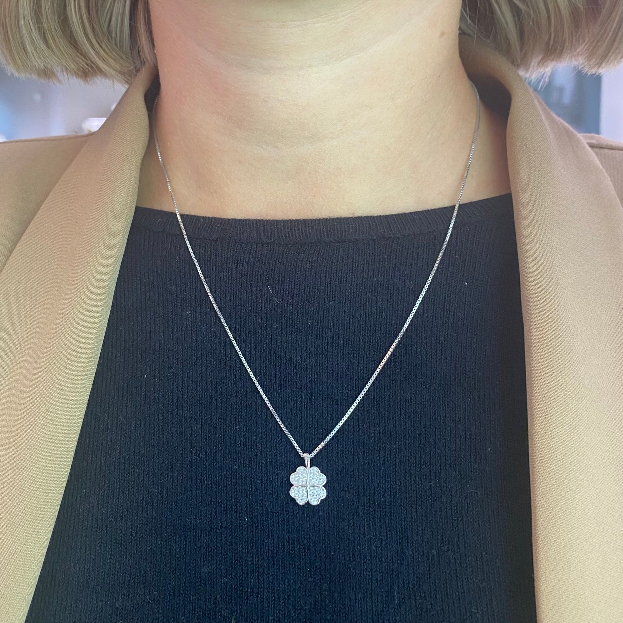 Elli Collana Donna Con Ciondolo Quadrifoglio In Argento 925 – Portafortuna Elegante E Regalo Perfetto