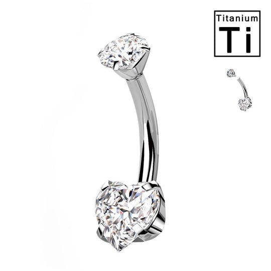 PIERCING OMBELICO CON CRISTALLO CUORE IN TITANIO
