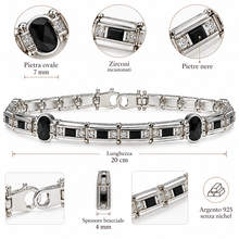 Carica l'immagine nel visualizzatore di Gallery, BRACCIALE IN ARGENTO BLACK ELEGANCE ZIRCONI E PIETRE
