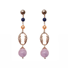 Carica l'immagine nel visualizzatore di Gallery, ORECCHINI CON AMETISTA, QUARZO, GIADA E PERLA ROSA
