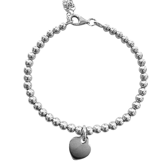 BRACCIALE SFERE E CUORE PENDENTE