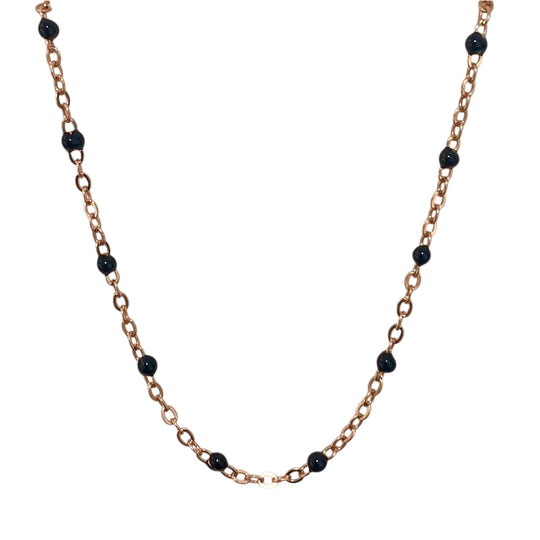 CATENINA SMALTI NERI ROSATA