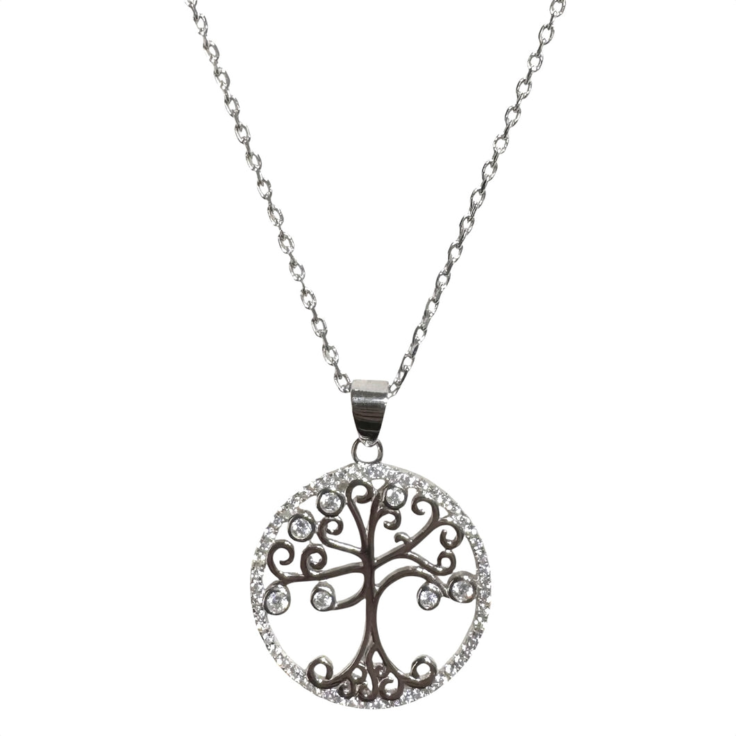 COLLANA ALBERO VITA CON ZIRCONI BIANCHI