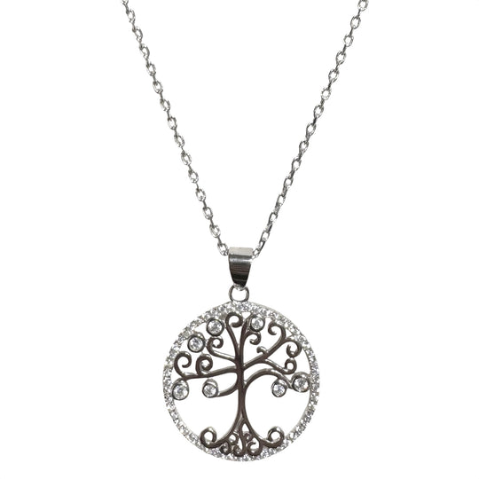 COLLANA ALBERO VITA CON ZIRCONI BIANCHI