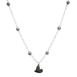 COLLANA SFERE DIAMANTATE E CUORE