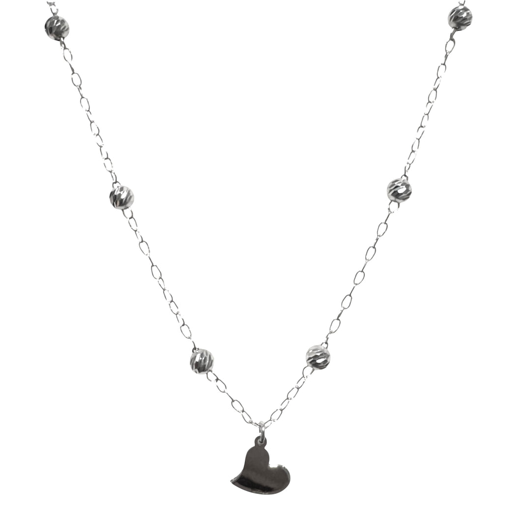 COLLANA SFERE DIAMANTATE E CUORE