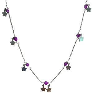 COLLANA STELLE E CRISTALLI CICLAMINO