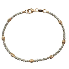 Carica l&#39;immagine nel visualizzatore di Gallery, BRACCIALE PALLINE E OVALI DIAMANTATI IN ORO BIANCO E ROSA
