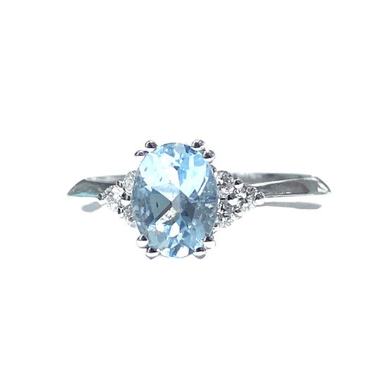 ANELLO ACQUAMARINA e DIAMANTI