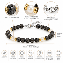 Carica l'immagine nel visualizzatore di Gallery, BRACCIALE SFERE EFFETTO LUNARE E PERLA
