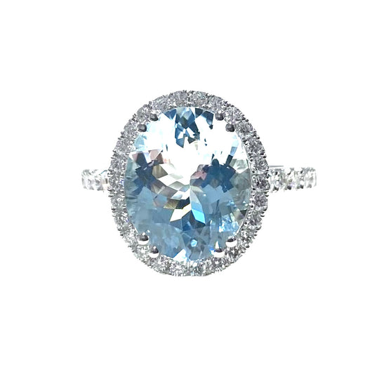 ANELLO ACQUAMARINA e DIAMANTI