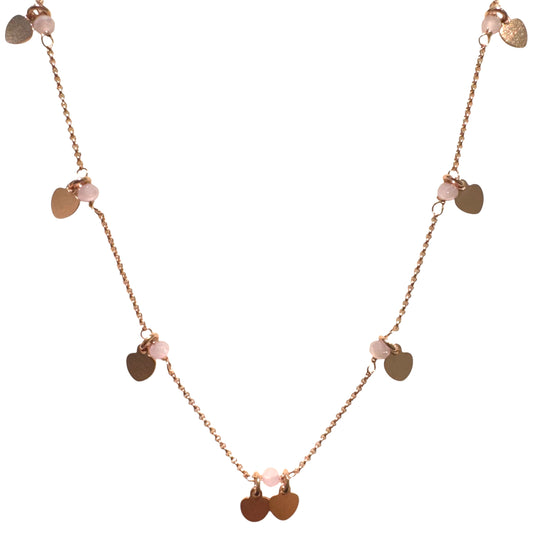 COLLANA CUORI E CRISTALLI ROSA