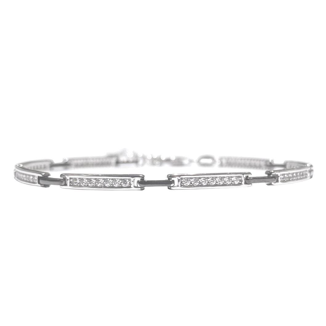 BRACCIALE PIASTRINE INTRECCIATE CON ZIRCONI