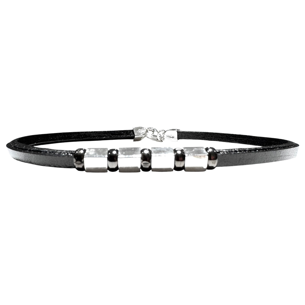 BRACCIALE CUBETTI E CUOIO