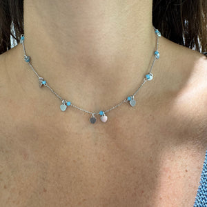 COLLANA CUORI E CRISTALLI TURCHESE