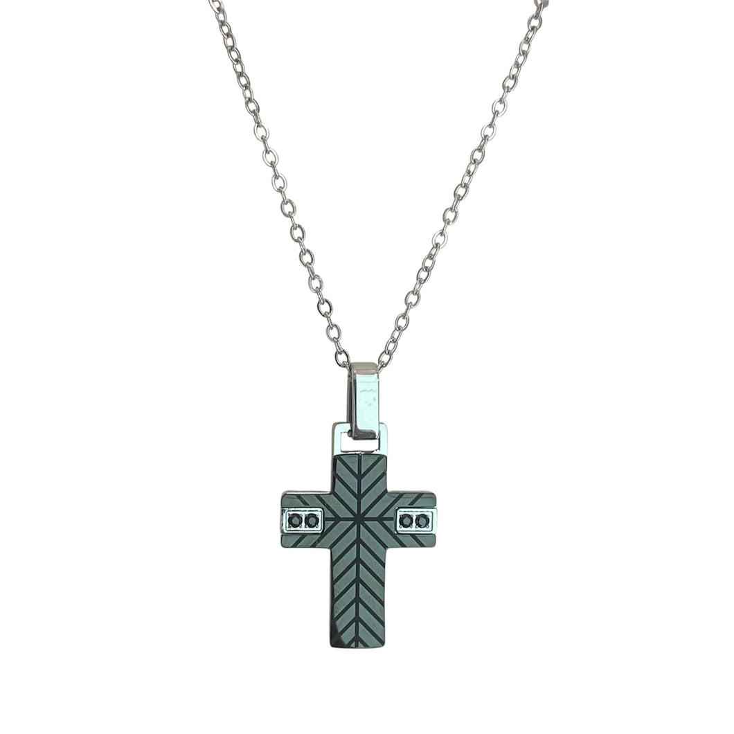 COLLANA CROCE NERA E ZIRCONI