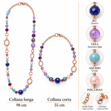 Carica l'immagine nel visualizzatore di Gallery, COLLANA QUARZO,AMETISTA, GIADA E PERLA ROSA
