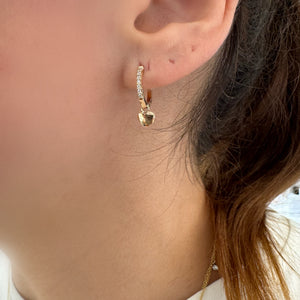 ORECCHINI CERCHI CON CUORE ORO ROSA