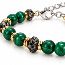 Carica l'immagine nel visualizzatore di Gallery, BRACCIALE IN ARGENTO PIETRE NATURALI VERDI E EFFETTO LUNARE
